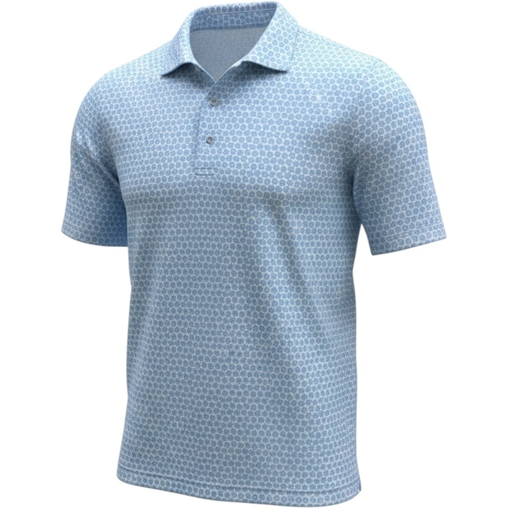 Turtleson Mens XL Blue Green Floral Performance Golf Polo Shirt Short Sleeve